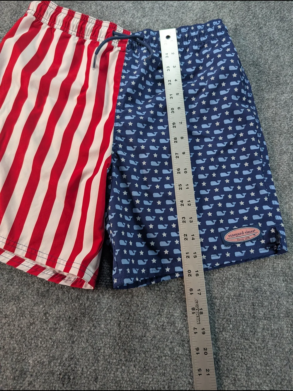 Vineyard Vines Boy's Red & Navy Two-Panel Swim Shorts